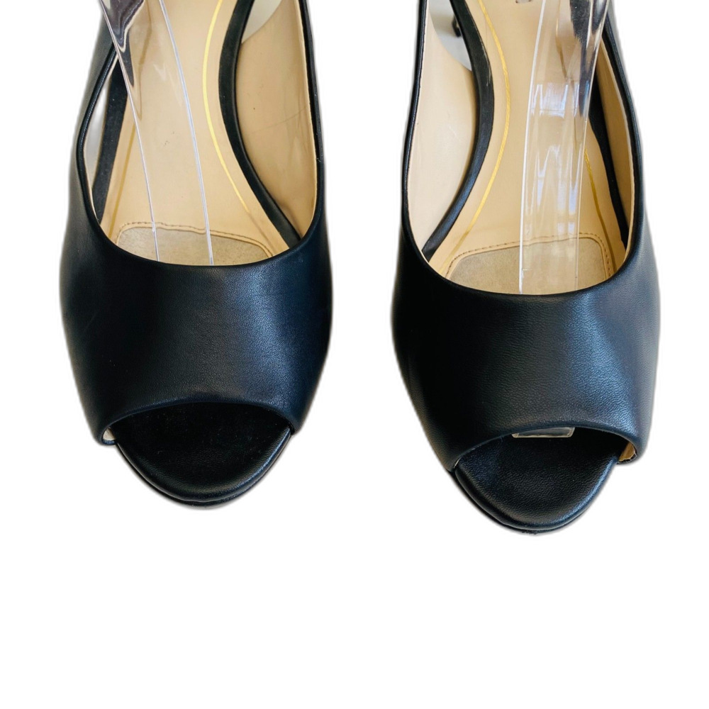 ALEX MARIE Black Leather Open Toe Adjustable Strap Slingback 2 1/2" Heel Size 9 - Picture 3 of 6